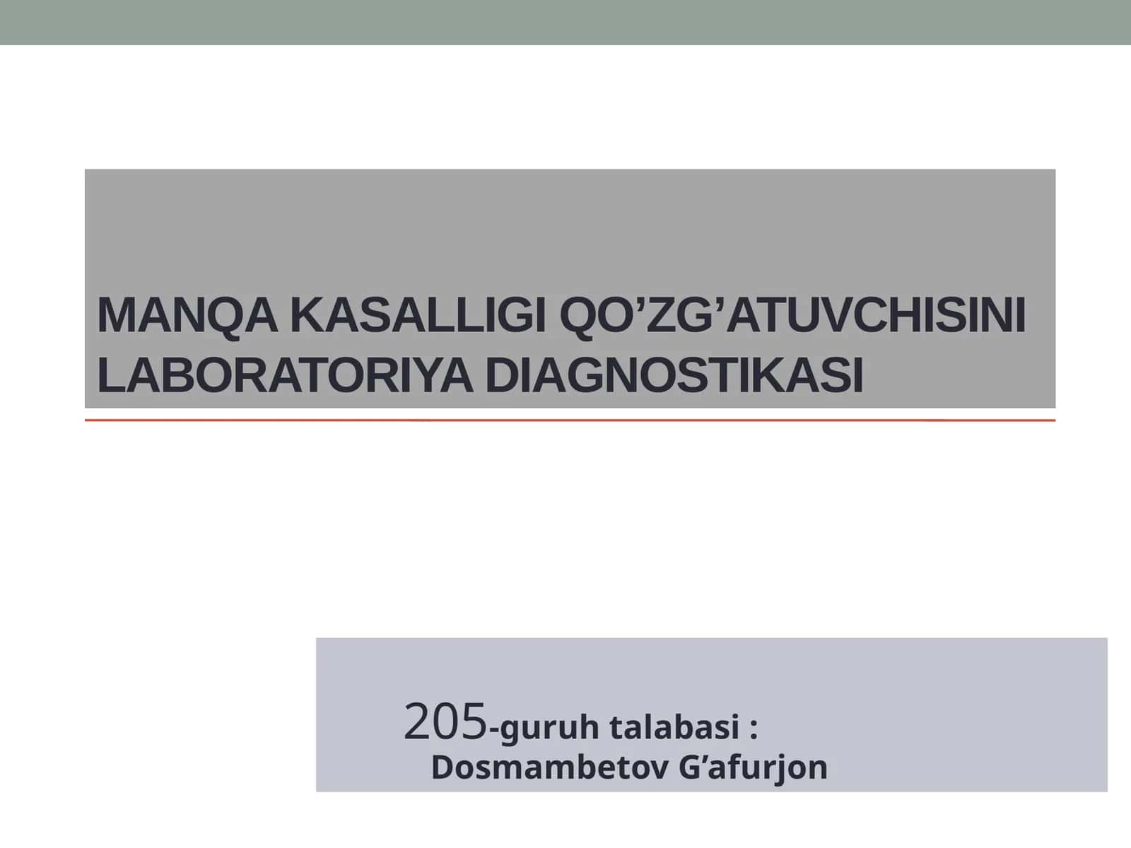 Manqa kasalligi qo’zg’atuvchisini laboratoriya diagnostikasi 1