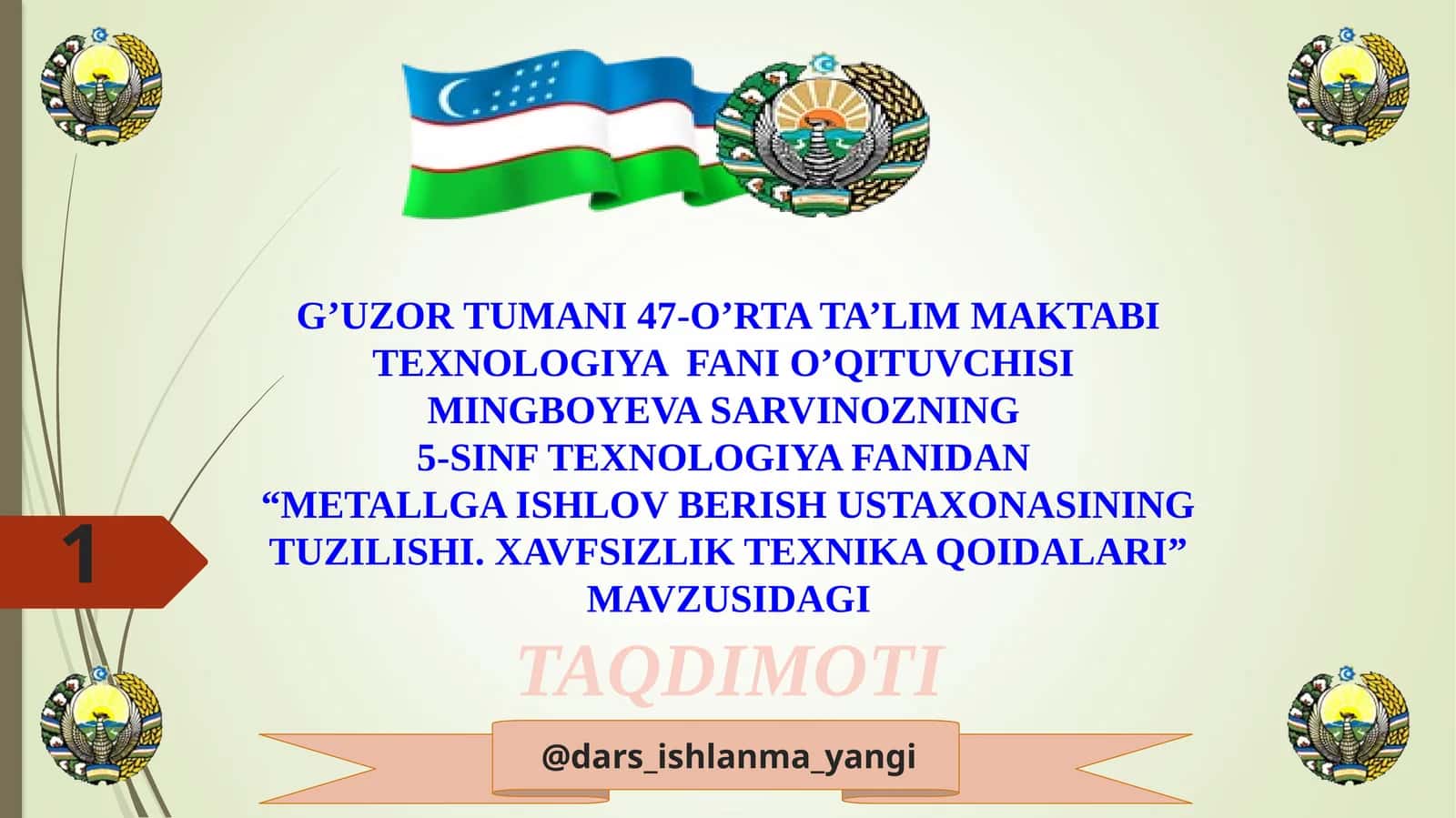 METALLGA ISHLOV BERISH USTAXONASINING TUZILISHI 1