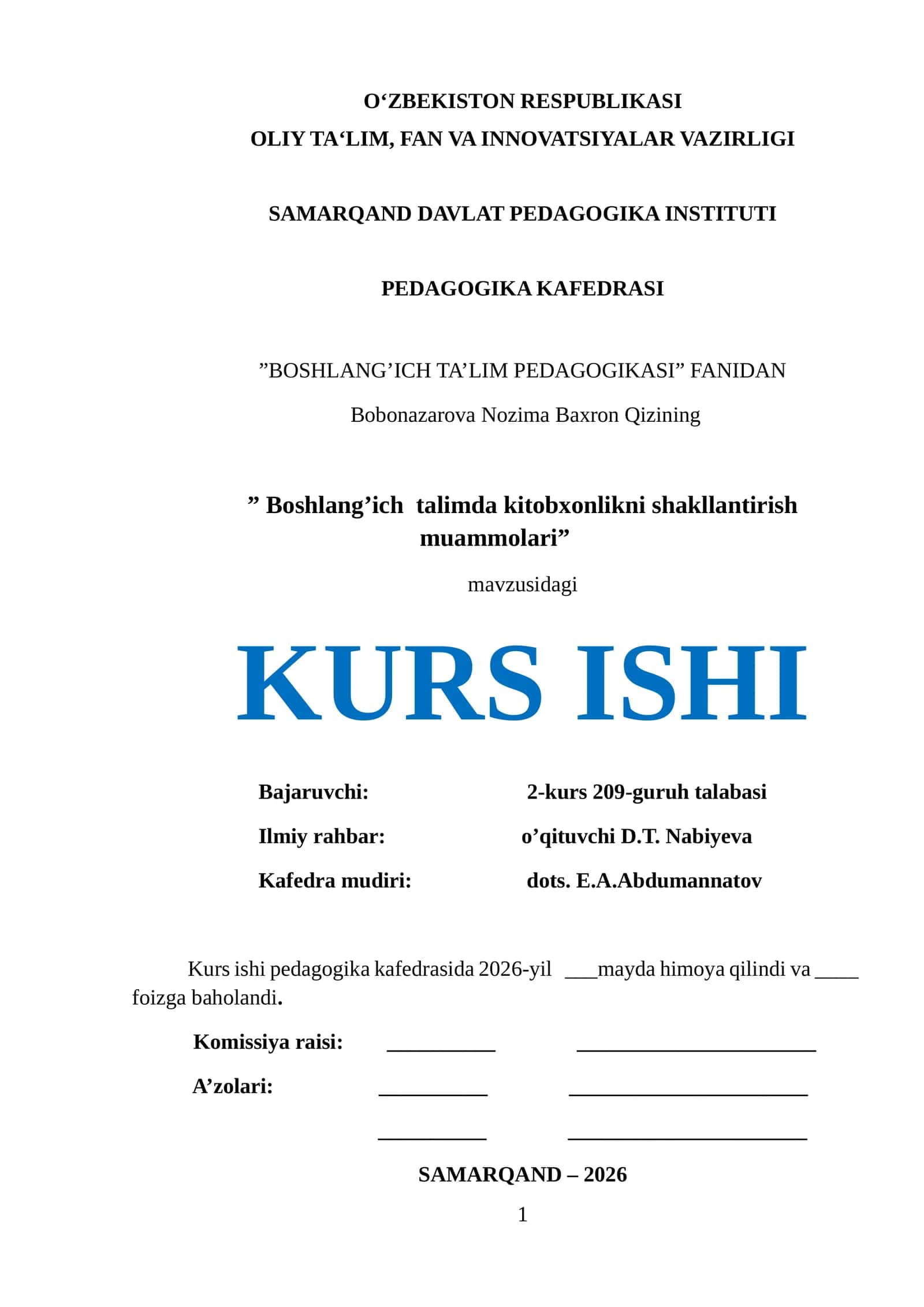 Boshlang’ich talimda kitobxonlikni shakllantirish muammolari 1