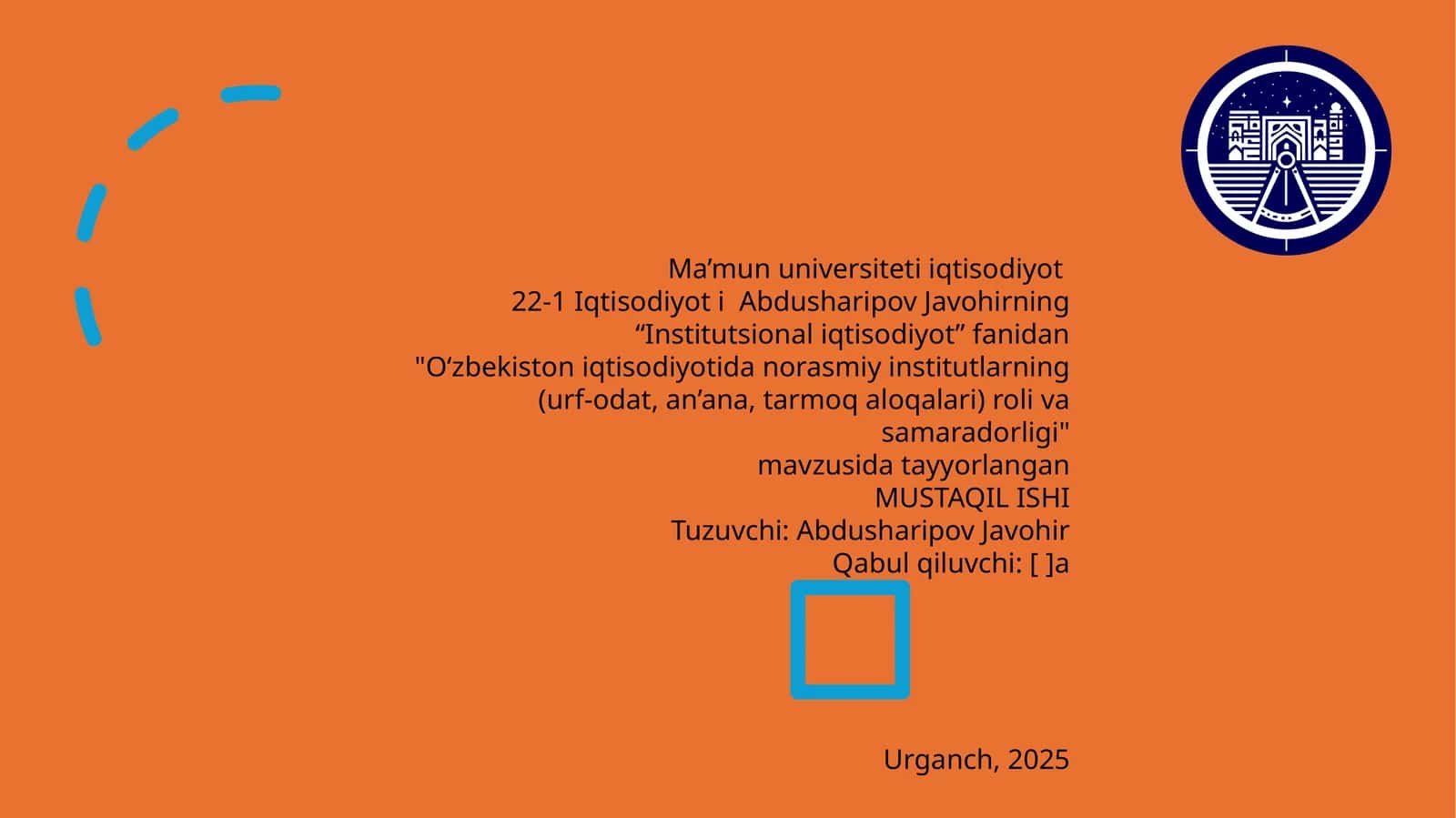 O‘zbekiston iqtisodiyotida norasmiy institutlarning roli va samaradorligi 1
