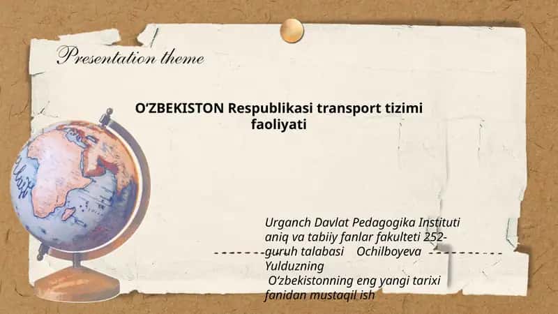 Oʻzbekistonning eng yangi tarixi fanidan mustaqil ish 1