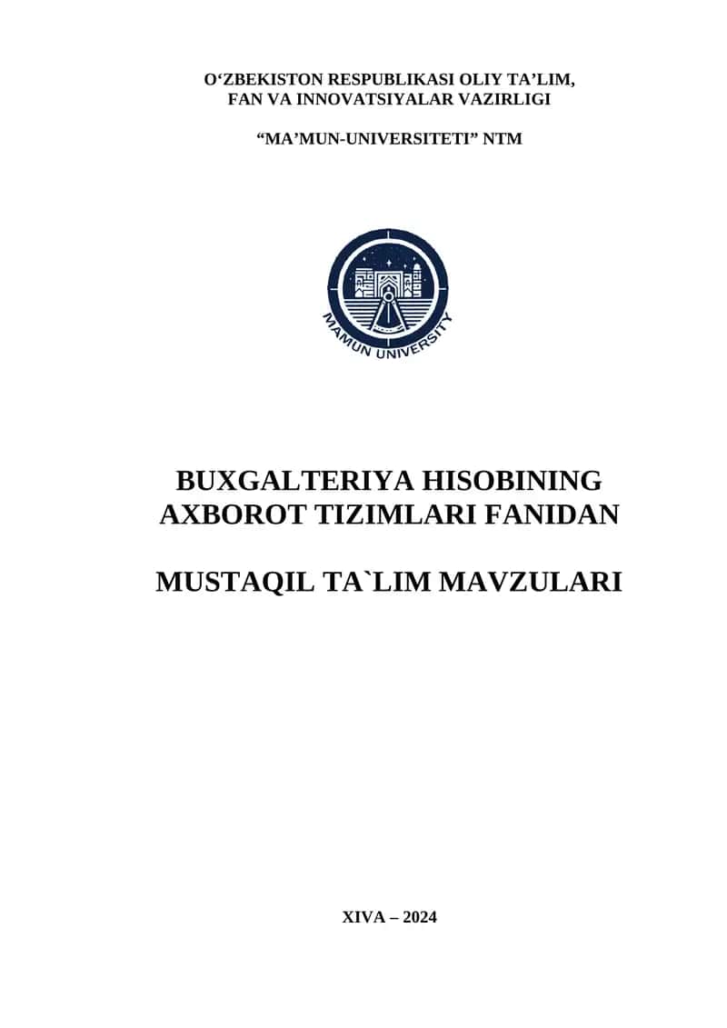 Buxgalteriya hisobining axborot tizimlari 1