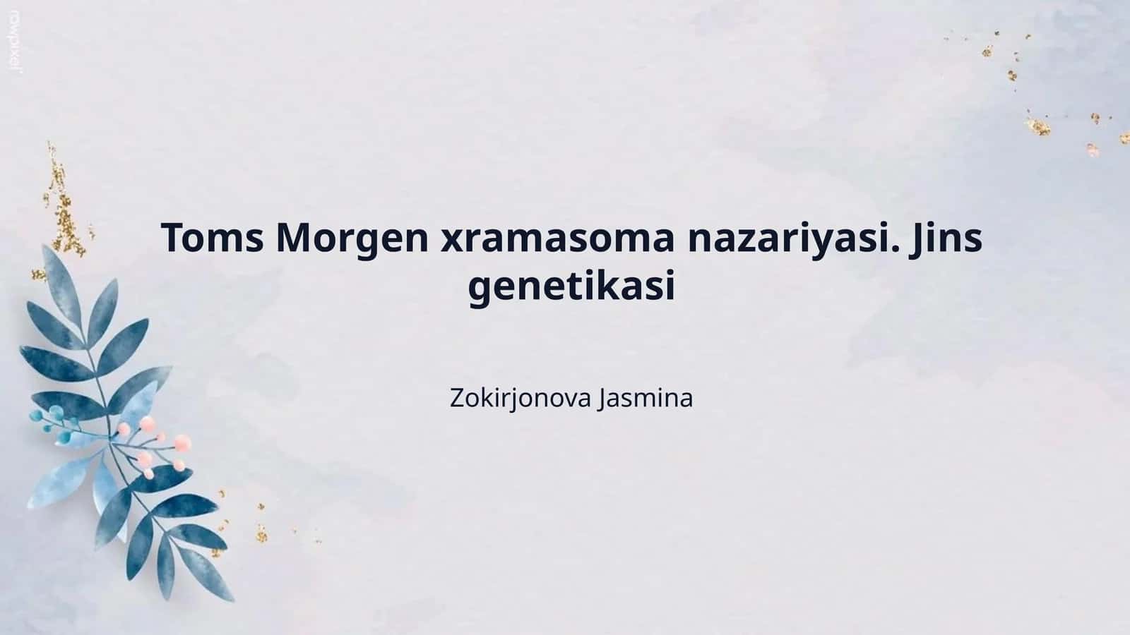 Toms Morgen xramasoma nazariyasi. Jins genetikasi 1