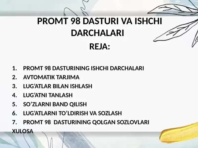 Promt 98 dasturi VA ishchidarchalari 1