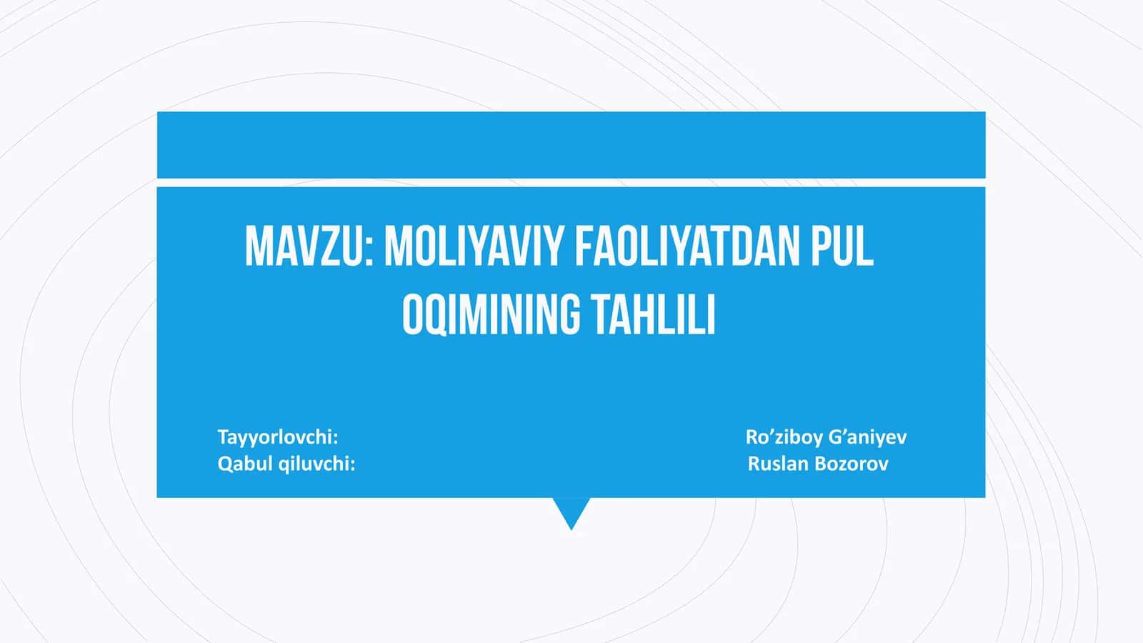 Moliyaviy faoliyatdan pul oqimining tahlili 1