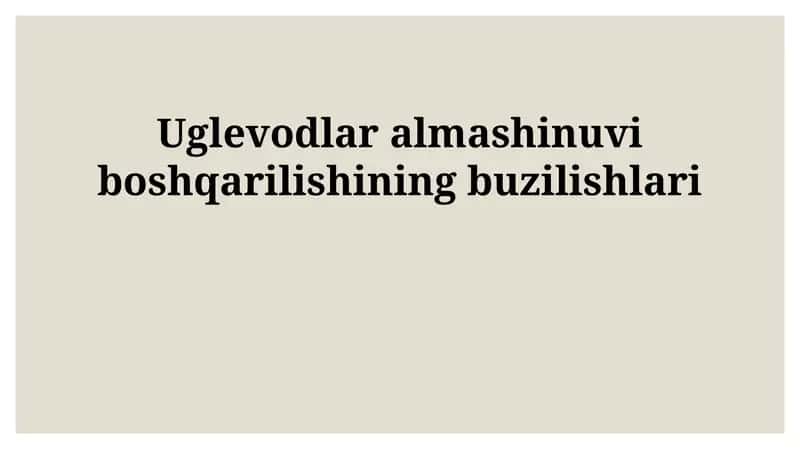 Uglevodlar almashinuvi boshqarilishining buzilishlari 1