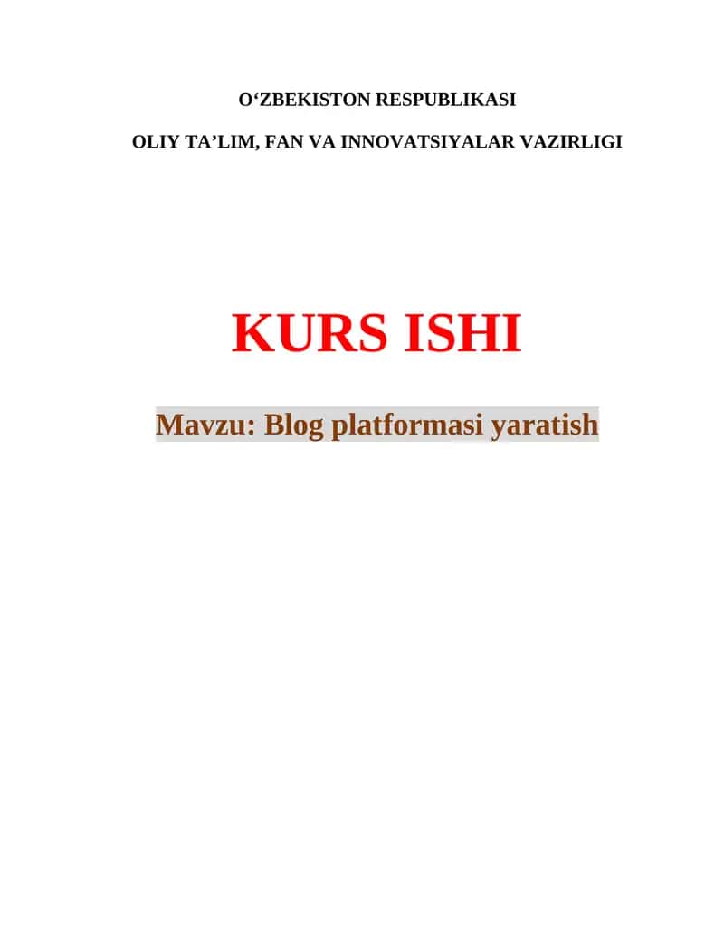 Blog platformasi yaratish 1