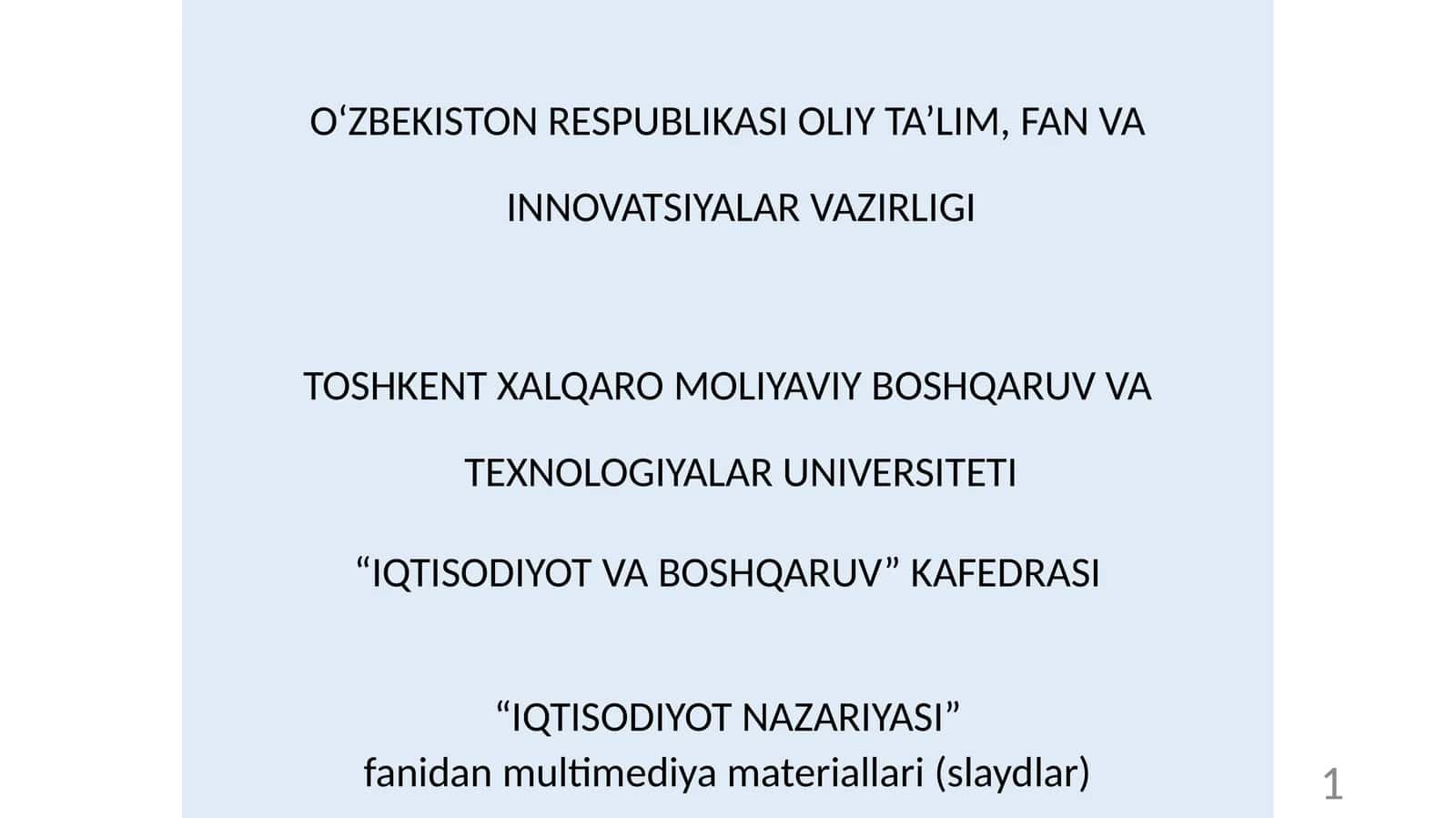 Iqtisodiyotning siklligi 1