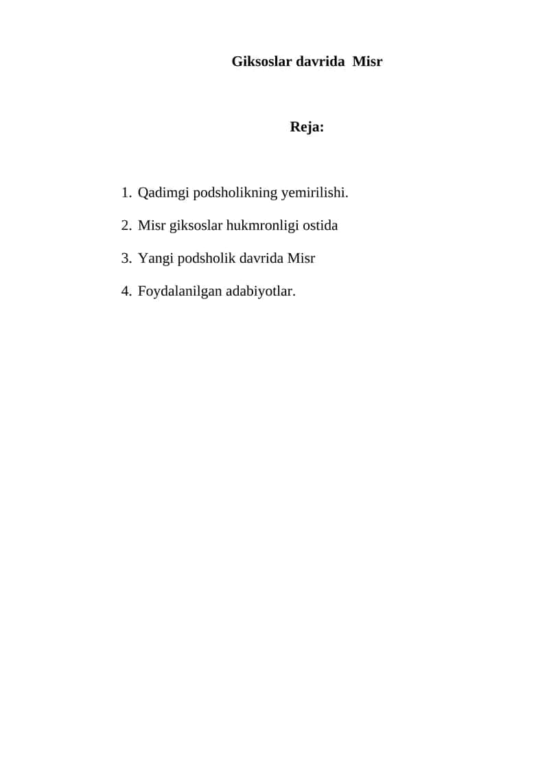 Misrning Giksoslar davridagi hayoti 1