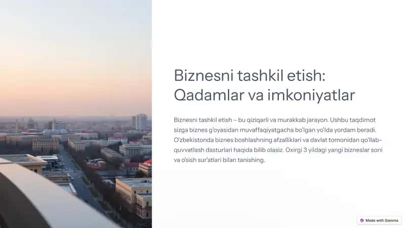 Biznesni tashkil etish: Qadamlar va imkoniyatlar 1