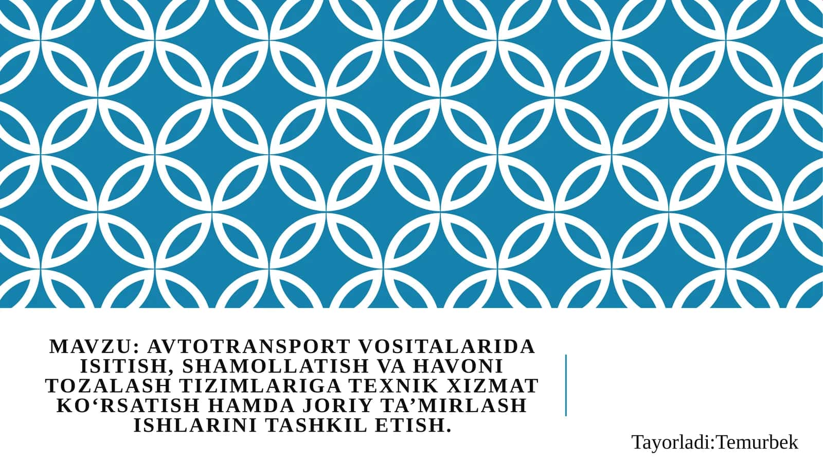 Avtotransport vositalarida isitishi, shamollatish va havon tozalashtirish 1
