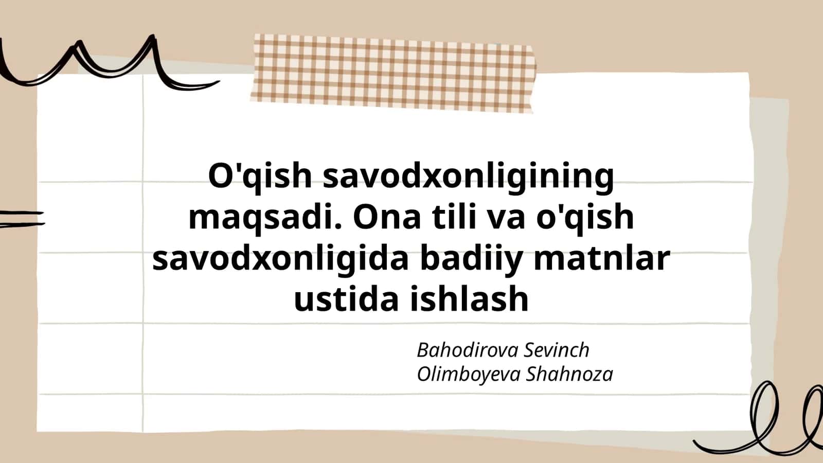 O'qish savodxonligining maqsadi 1