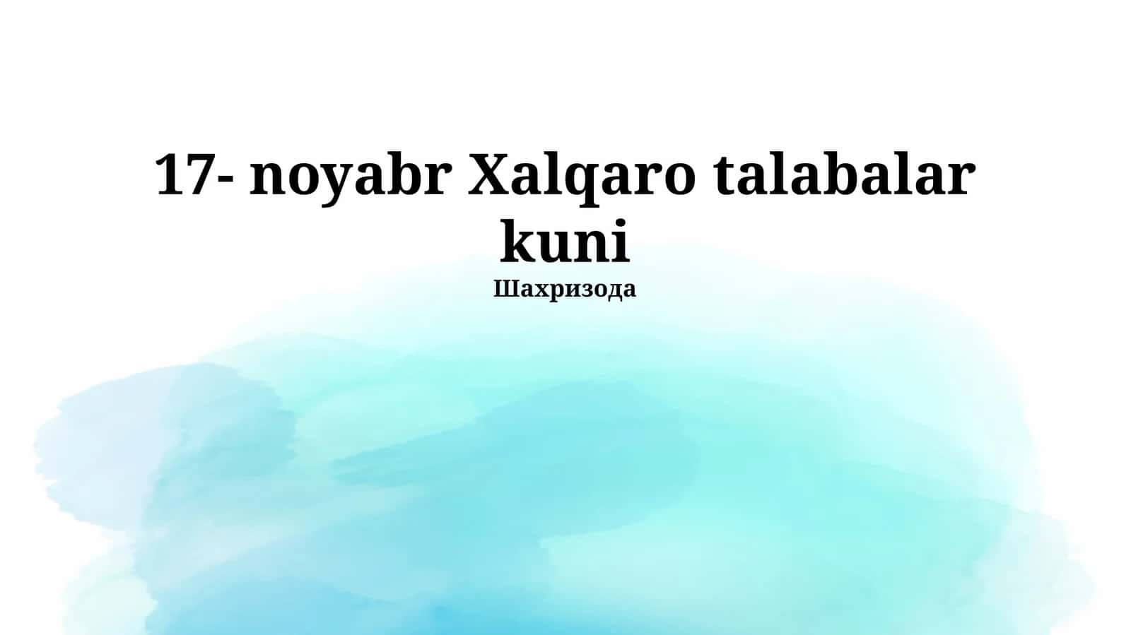 Xalqaro Talabalar kuni 1