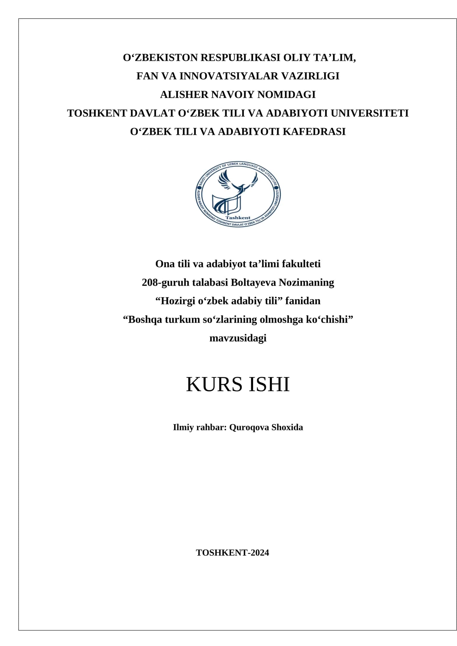 Boshqa turkum so‘zlarining olmoshga ko‘chishi 1