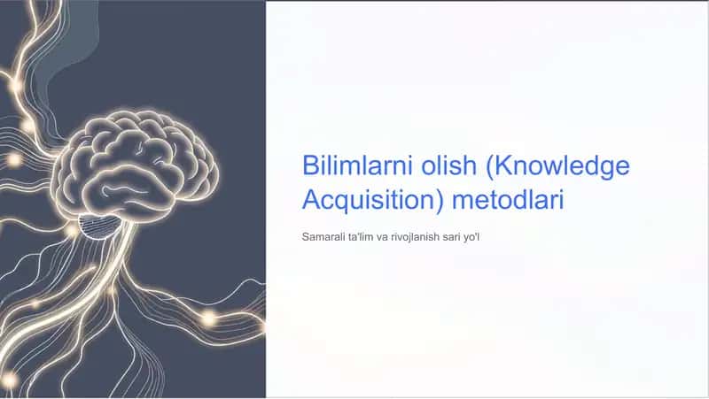 Bilimlarni olish (Knowledge Acquisition) metodlari 1