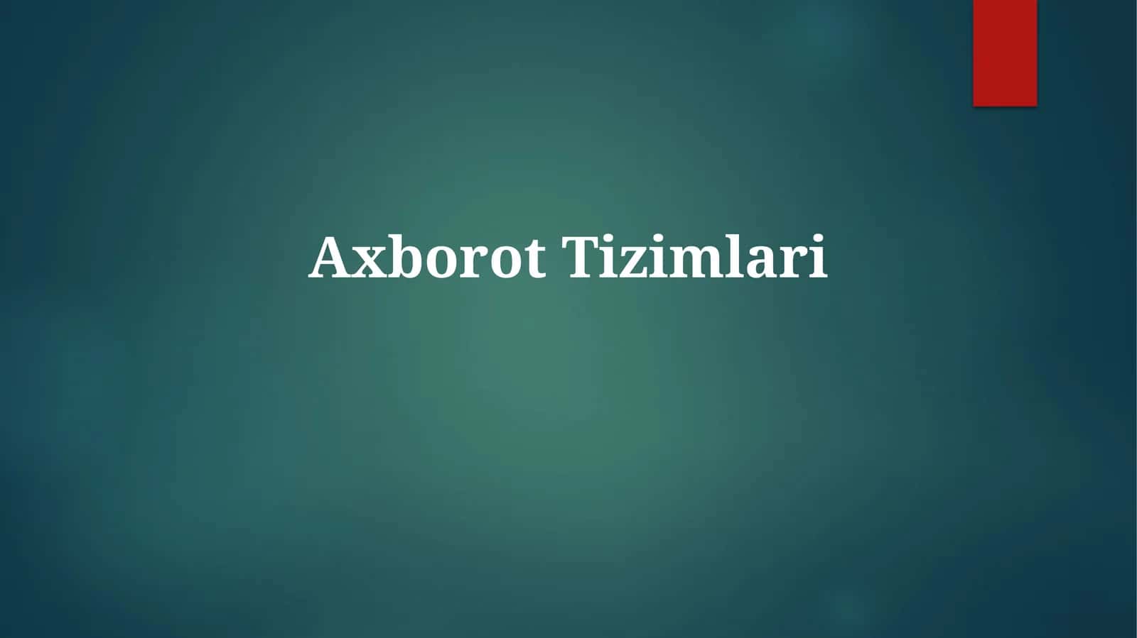 Axborot Tizimlari 1