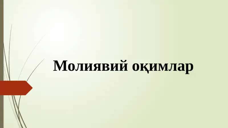 Молиявий оқимлар 1