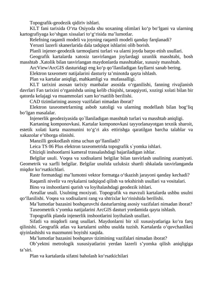 Topografik-geodezik qidiriv ishlari 1