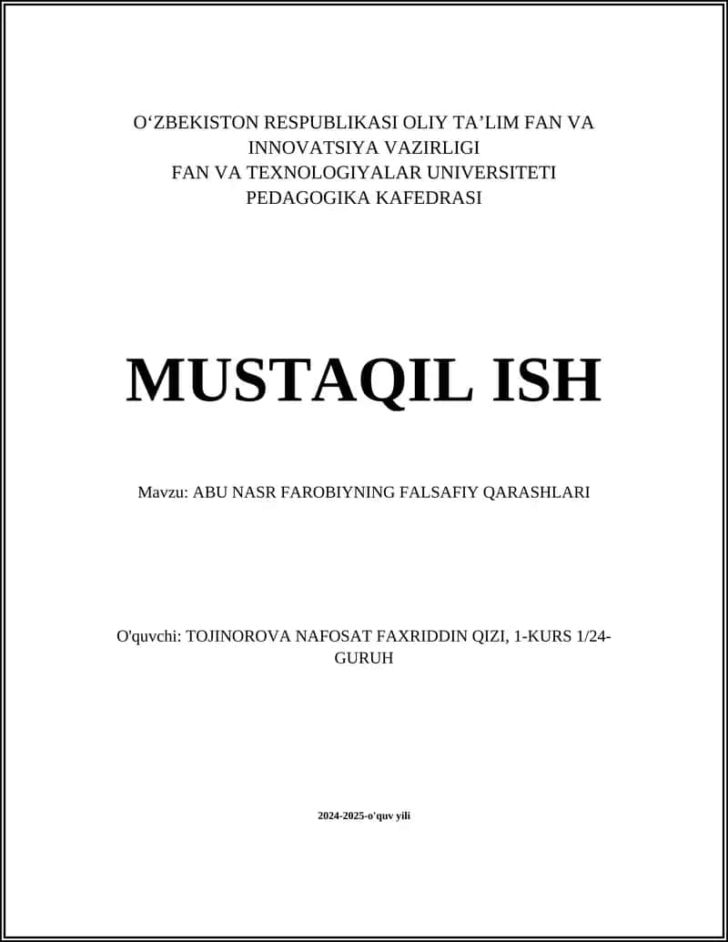 ABU NASR FAROBIYNING FALSAFIY QARASHLARI 1