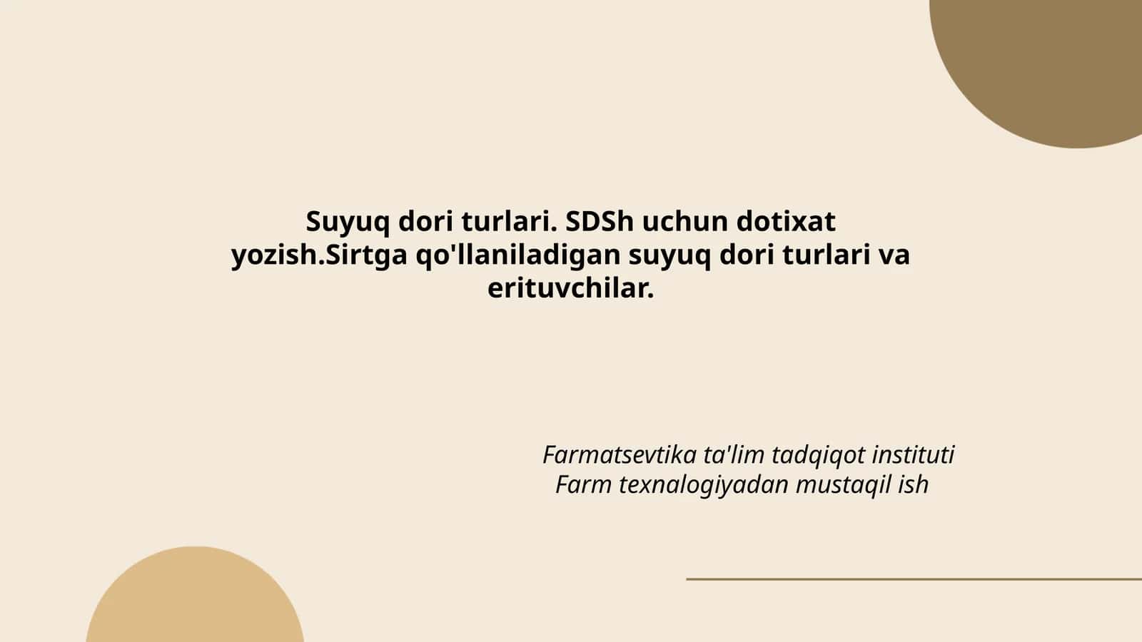 Suyuq dori turlari va erituvchilar 1
