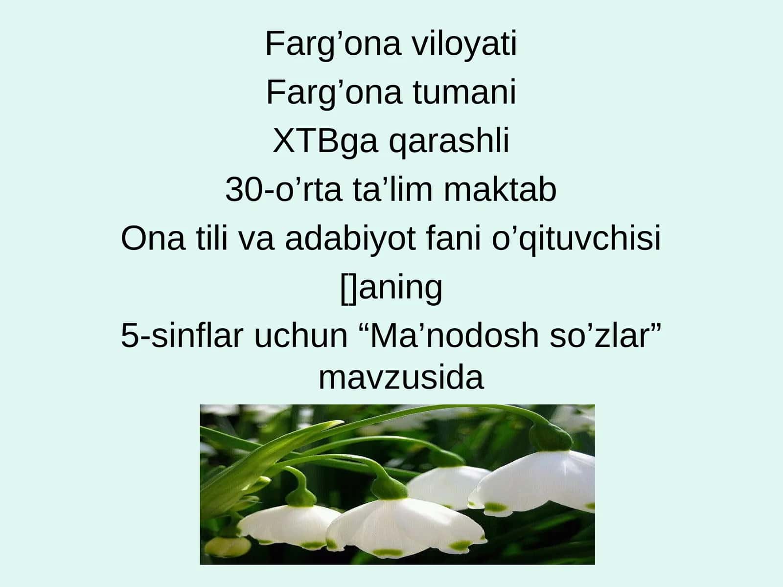 Ma’nodosh so’zlar DARS ISHLANMASI 1