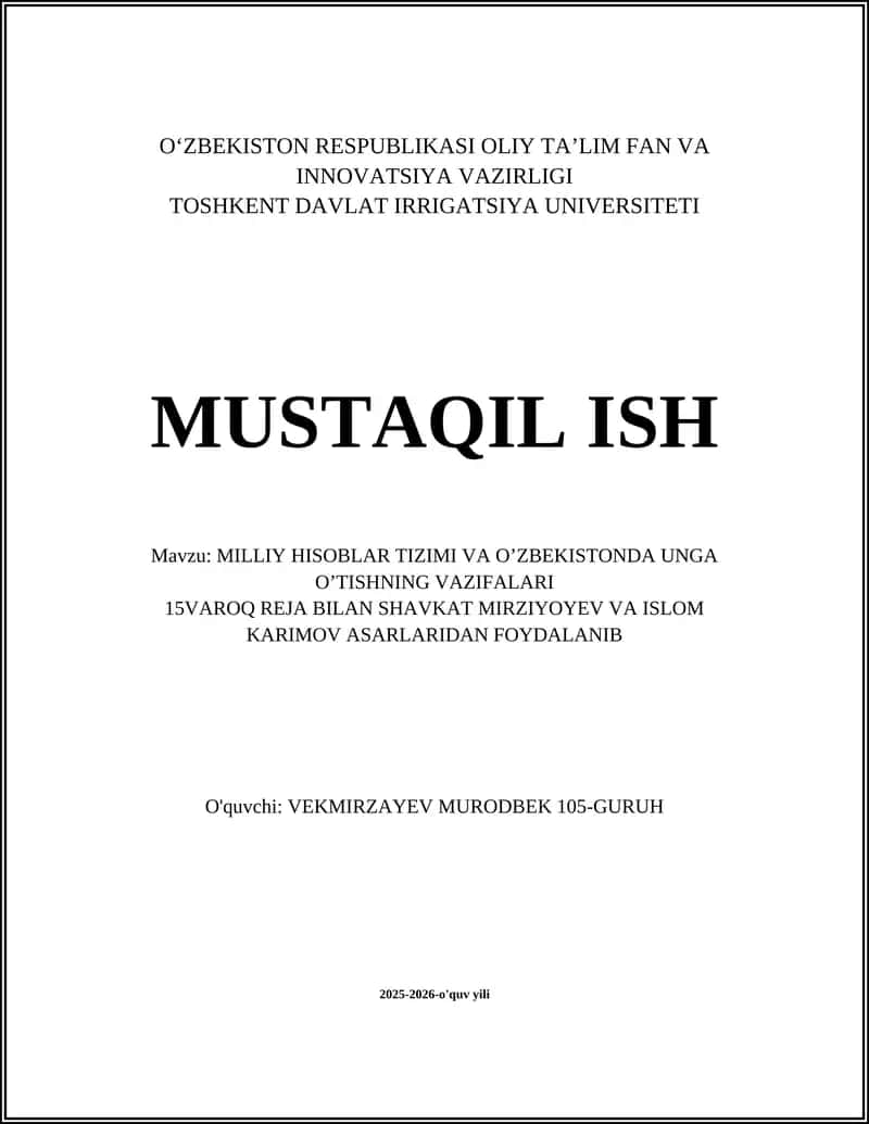 Milliy hisoblar tizimi 1