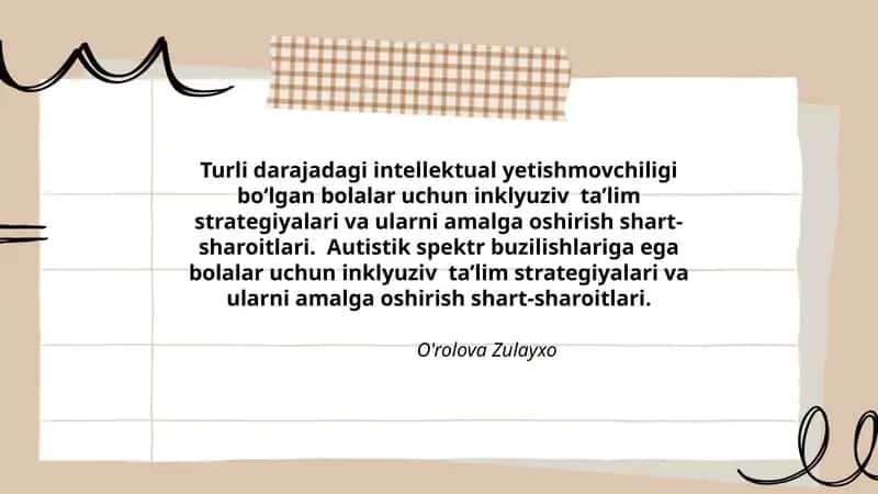Autistik spektr buzilishlariga ega bolalar uchun inklyuziv ta’lim 1
