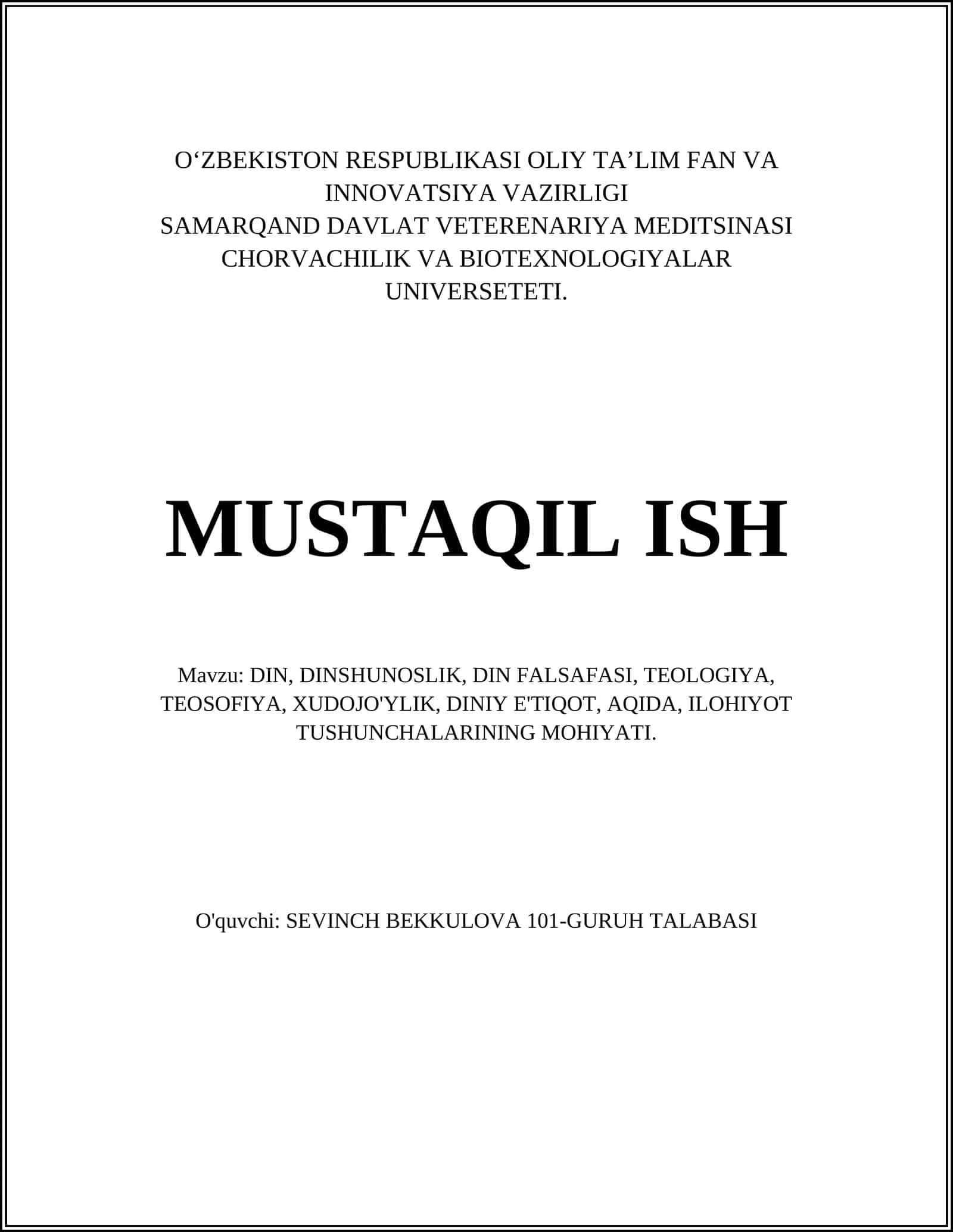 DIN Fanlari Tarixi 1