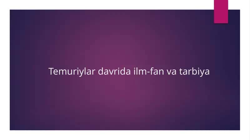 Temuriylar davri darslik 1