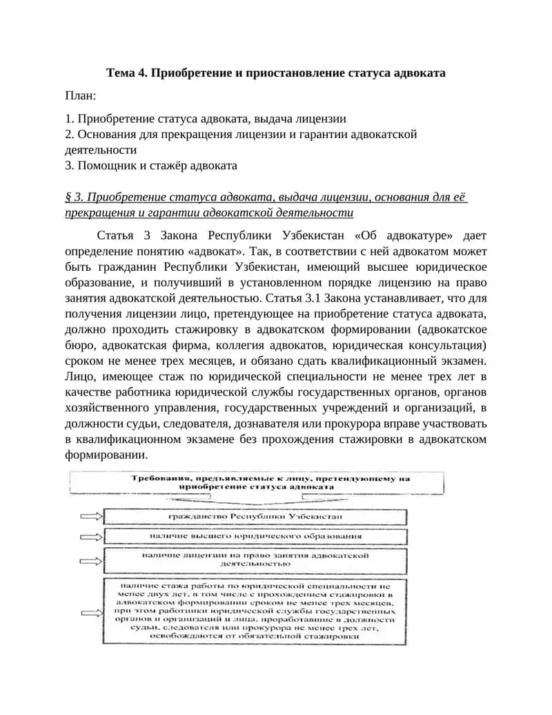 Приобретение и приостановление статуса адвоката 1