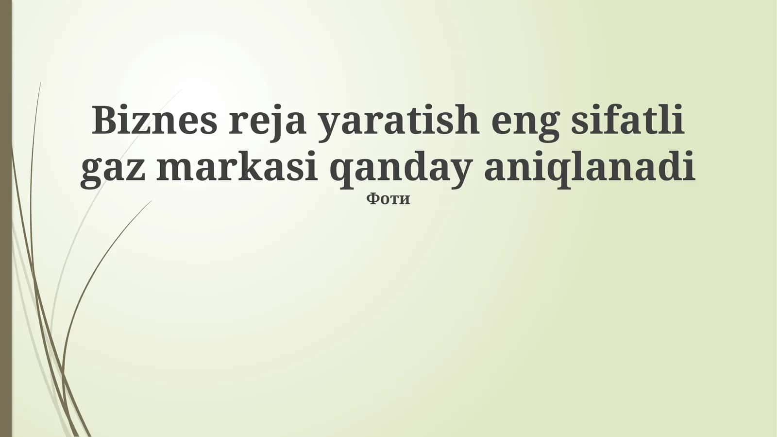 Biznes reja yaratish eng sifatli gaz markasi qanday aniqlanadi 1