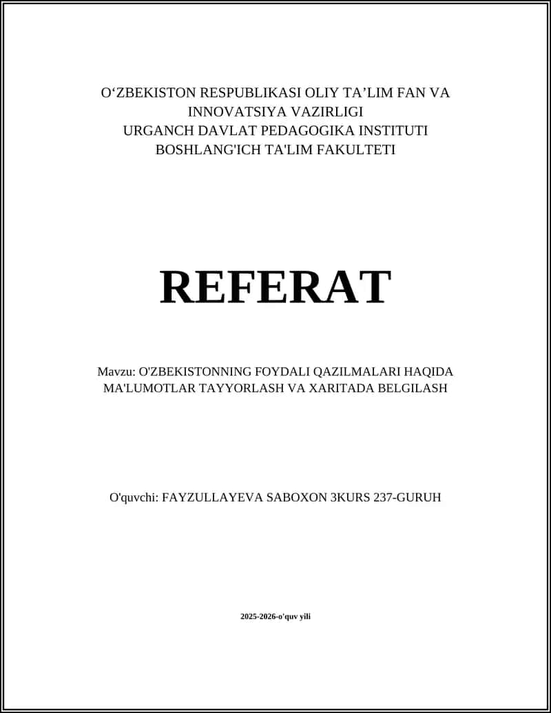 O'zbekistonning Foydali Qazilmalari 1