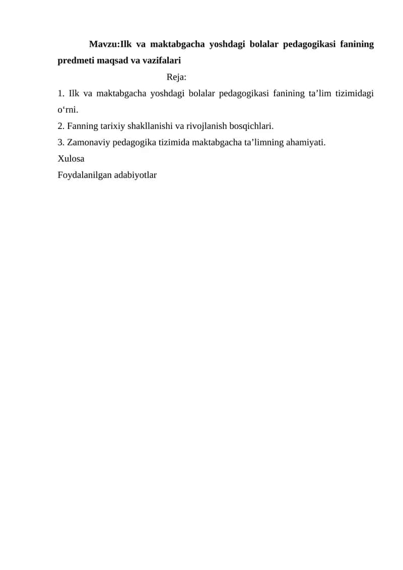 Maktabgacha yoshdagi bolalar pedagogikasi 1
