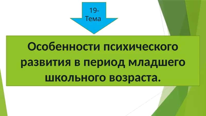 Особенности психического развития в период младшего школьного возраста 1