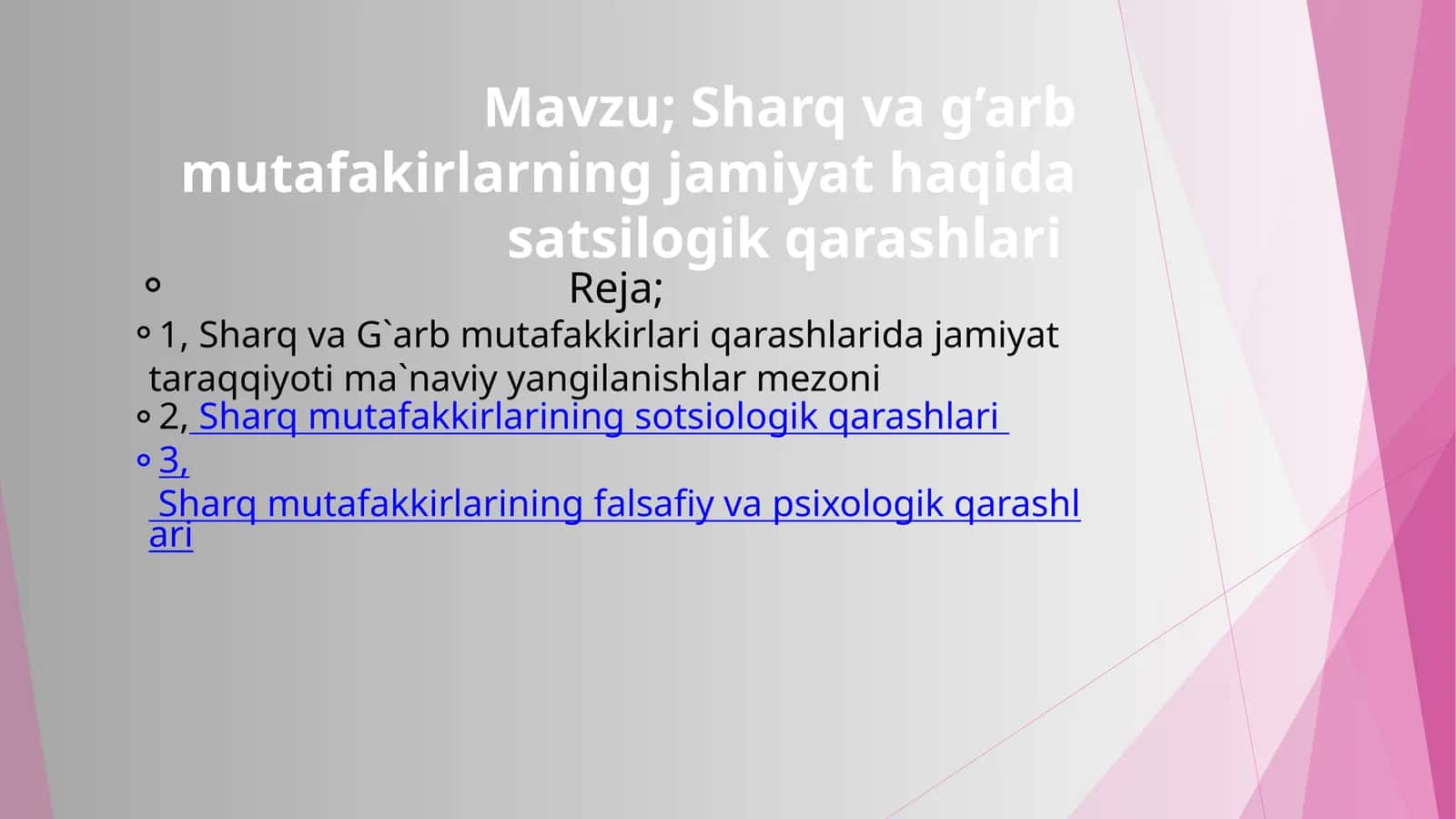 Sharq va g’arb mutafakirlarning jamiyat haqida satsilogik qarashlari 1