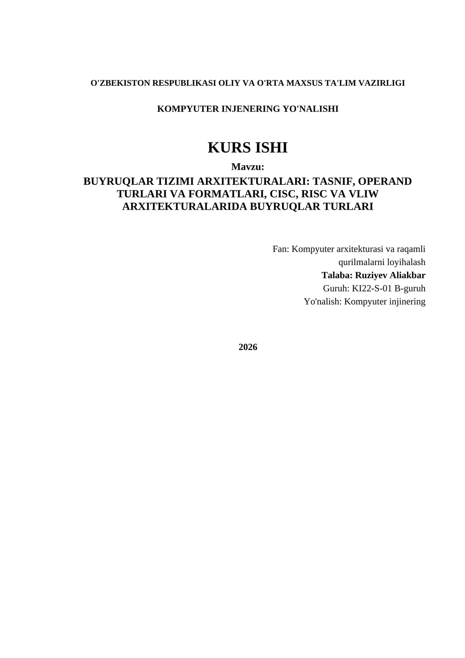 BUYRUQLAR TIZIMI ARXITEKTURALARI 1