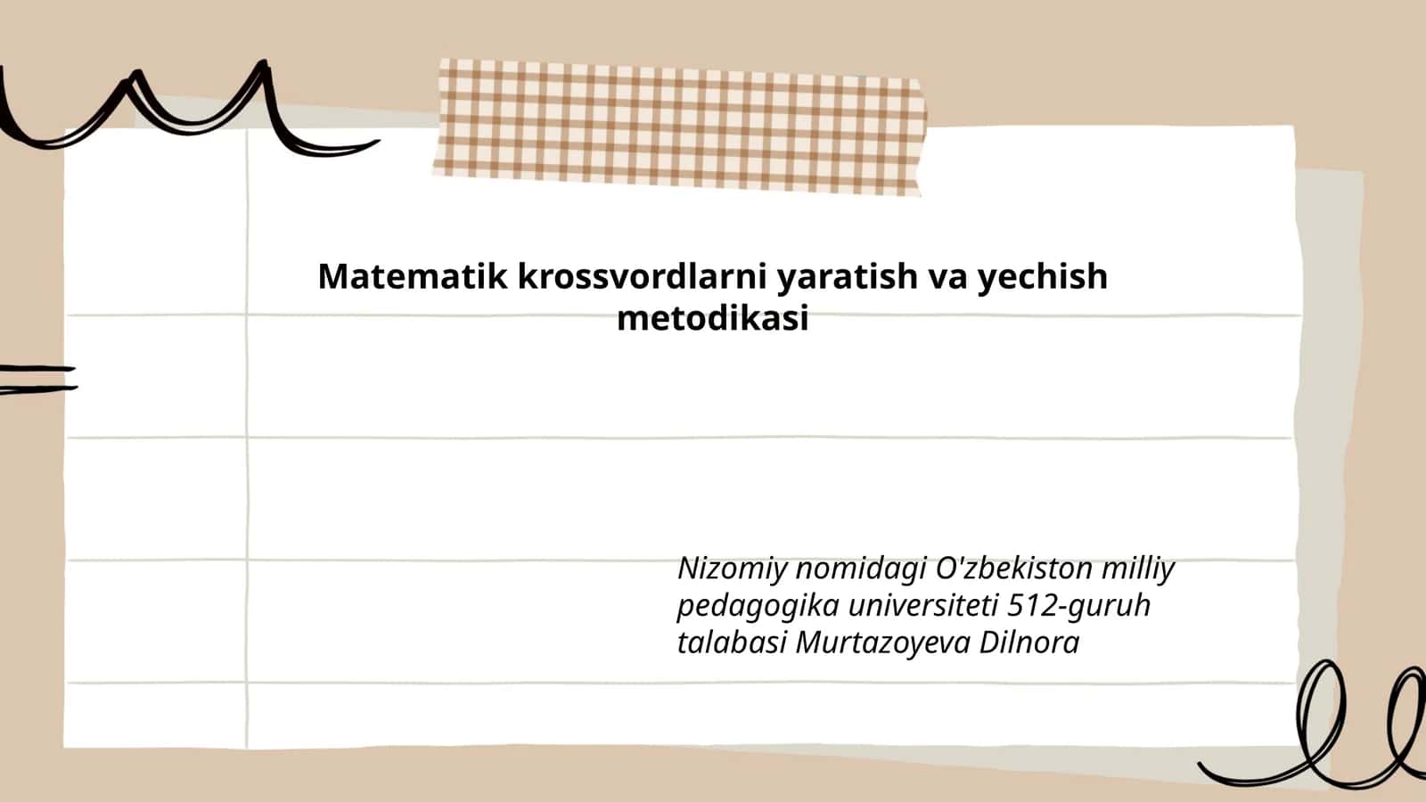 Matematik krossvordlarni yaratish va yechish metodikasi 1