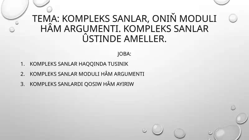 Kompleks sanlar 1