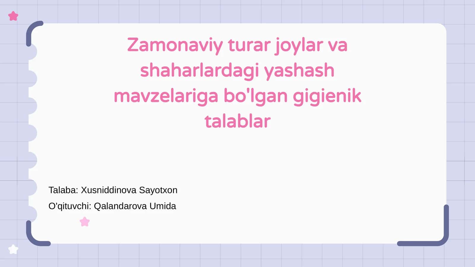 Zamonaviy turar joylar va shaharlardagi yashash mavzelariga bo'lgan gigienik talablar 1