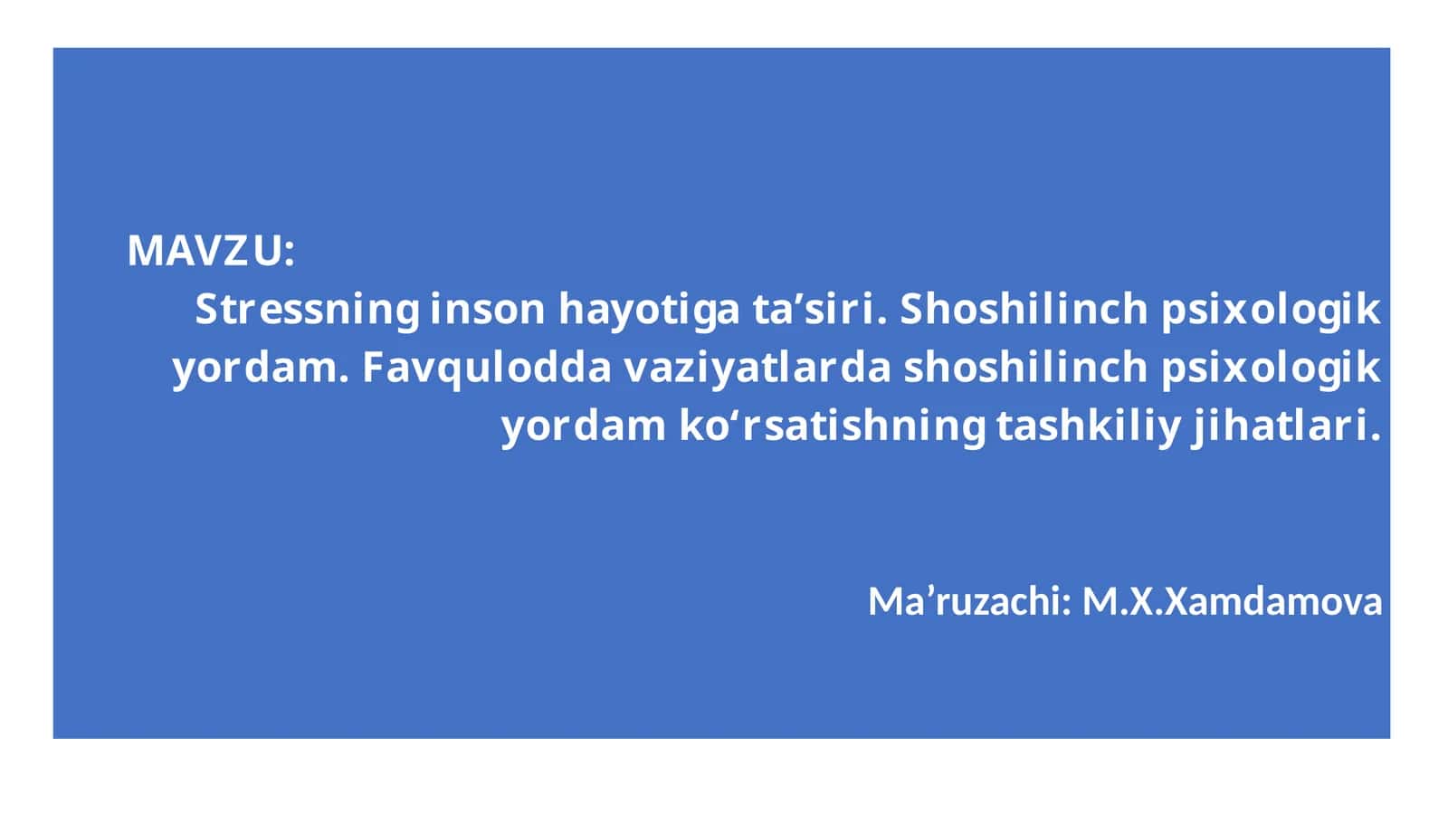 Stressning inson hayotiga ta’siri 1