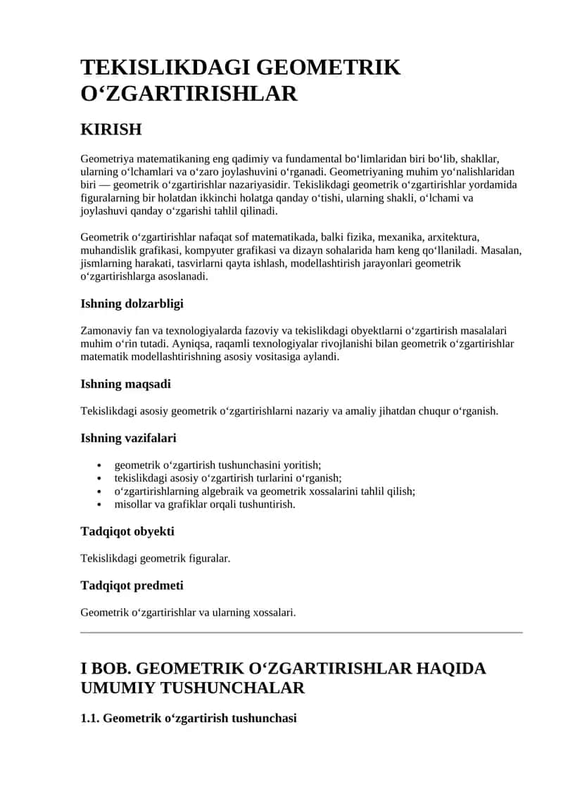 Geometrik o‘zgartirishlar 1