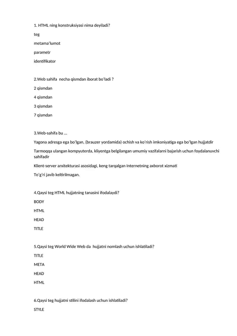HTML ning konstruksiyasi 1
