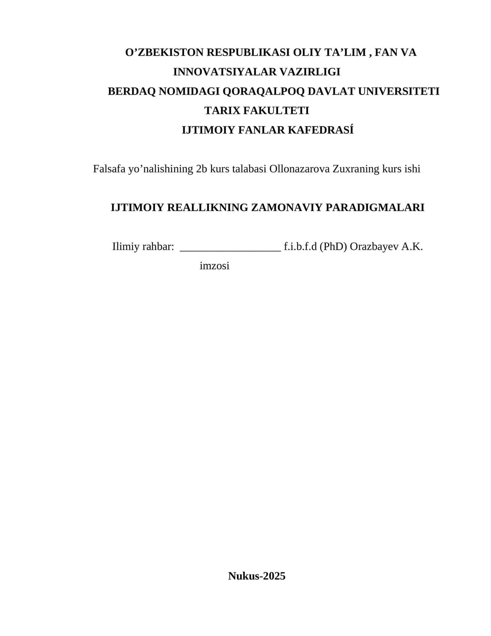 IJTIMOIY REALLIKNING ZAMONAVIY PARADIGMALARI 1