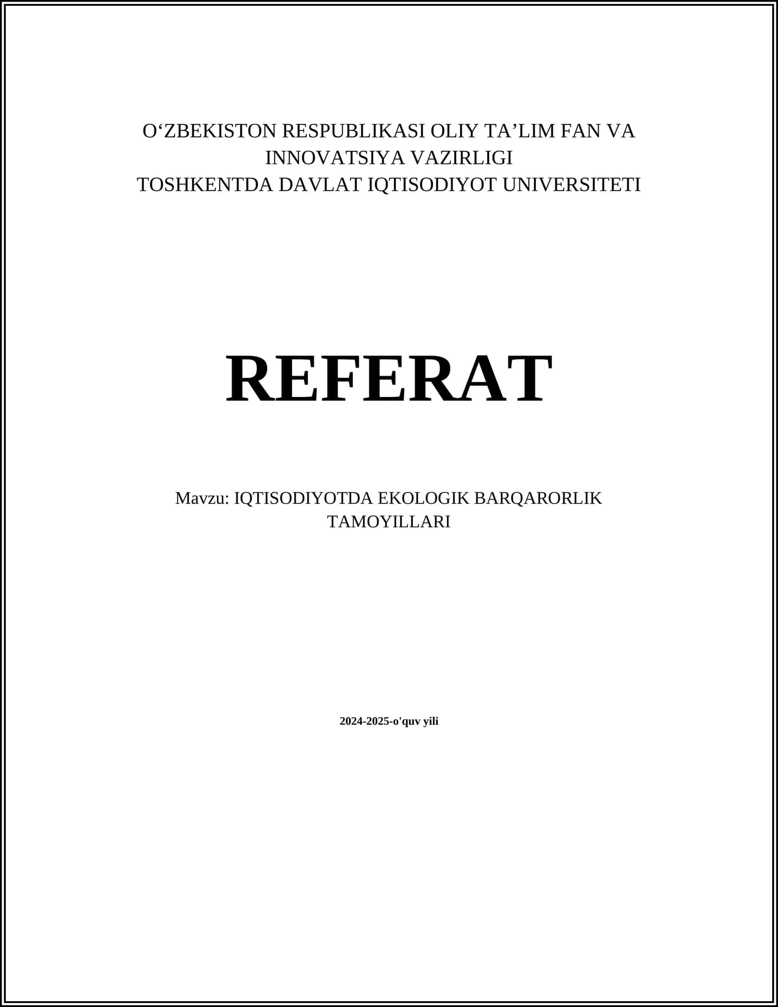 Iqtisodiyotda ekologik barqarorlik tamoyillari 1