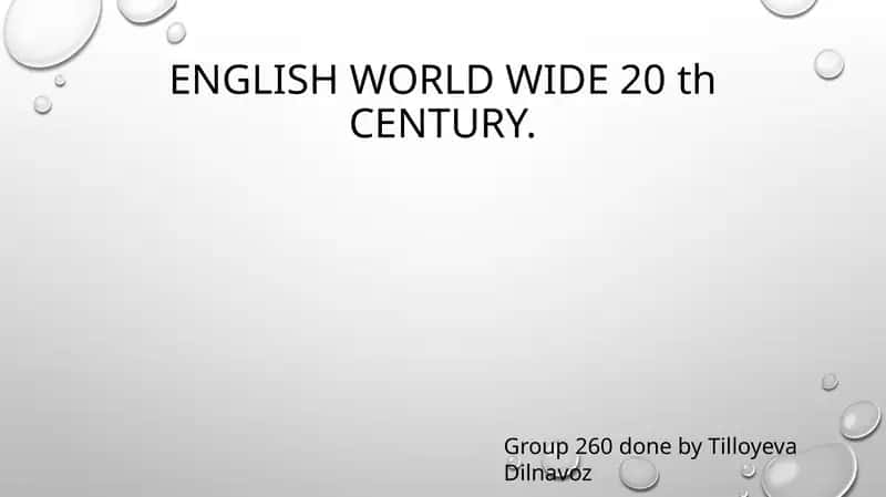 English world wide 20thcentury 1