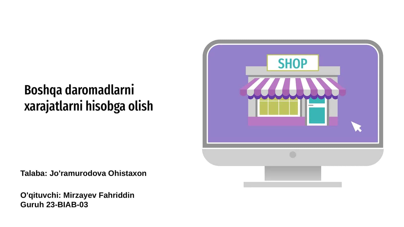 Daromadlarni xarajatlarni hisobga olish 1