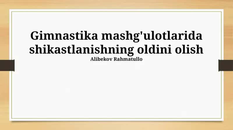 Shikastlanishning oldini olish 1