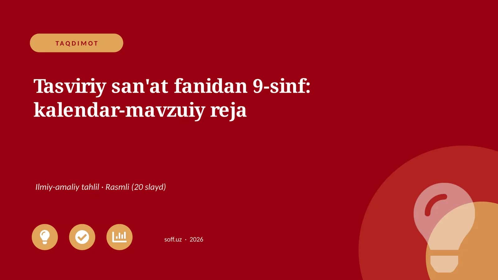 Tasviriy san'at fanidan 9-sinf: kalendar-mavzuiy reja 1