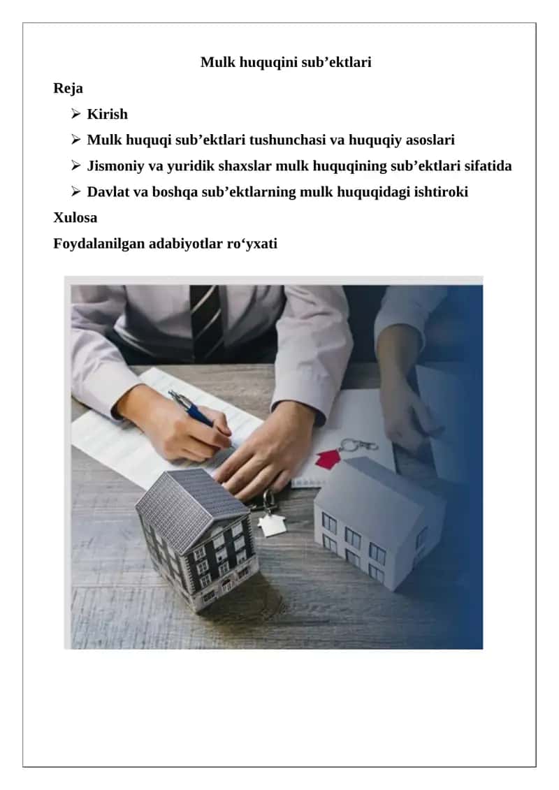 Mulk huquqini sub’ektlari 1