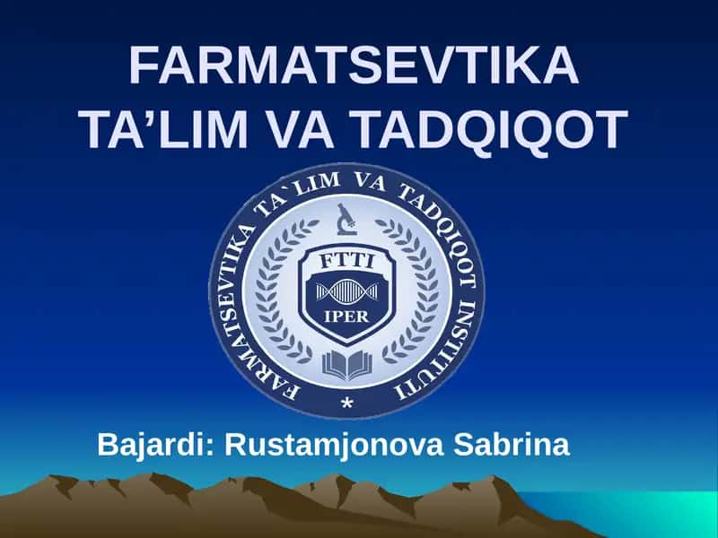 Farmatsevtika ta’lim va tadqiqot 1